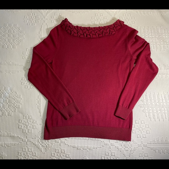 Talbots Pullover Sweater with Ruffled Neckline. - Picture 3 of 11